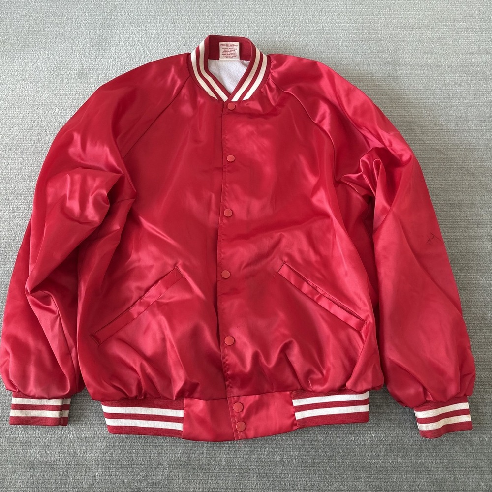 Vintage Cardinal Jacket Mens XL Red Nylon Coach Windbreaker USA Button Snap 80's